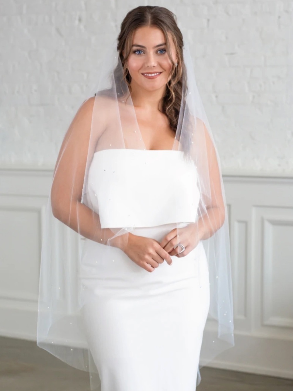Sara Gabriel “Blake” Bridal Veil with Scattered Swarovski Crystals (NEW)